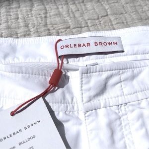 Orelebar Brown Men’s bulldog swim trunks size 32 white new with tags